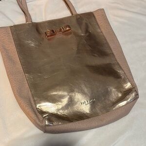 Ted Baker Pink and Gold Metallic Tote
